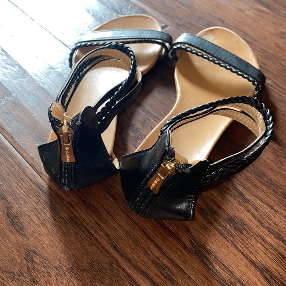 Bella Marie black ankle strap zip back closure sandals 7.5 Birken-15 - Picture 4 of 8